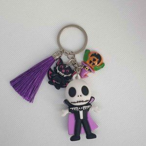 Jack Skellington Pumpkin King Keychain with Accessories